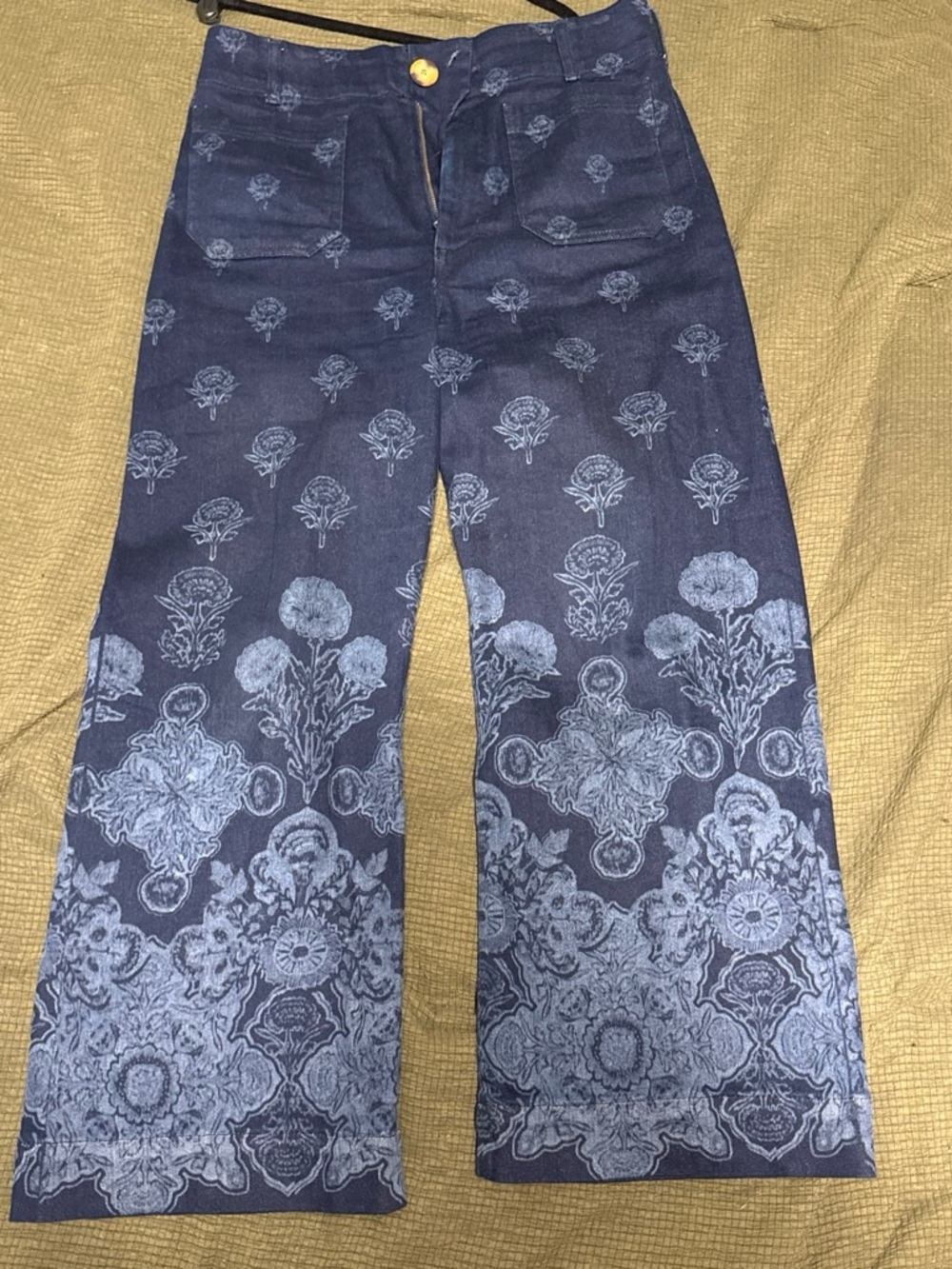 Maeve Anthropologie Floral Wide Leg Jeans
